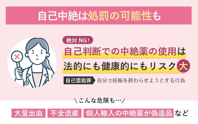 自己中絶は自己堕胎罪の可能性がある